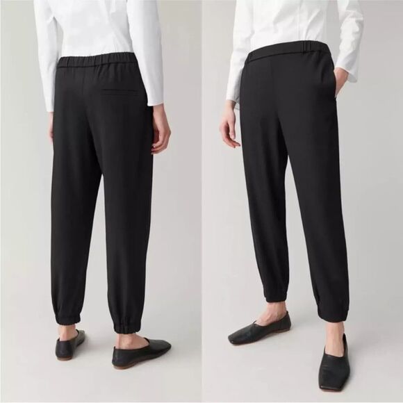COS Women's Jogger Pants Pull On Rayon Elastic Waistband Black Size 4 Minimalist - Picture 1 of 8